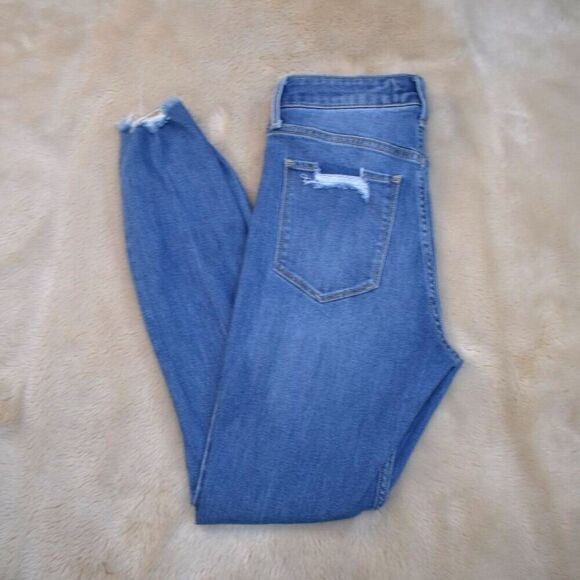 Abercrombie Fitch Highrise Ankle Jeans Size 2/26 Blue Stretch Skinny Distressed - Picture 2 of 10